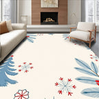 Festive Blue Spruce Snowflakes Bows Rug