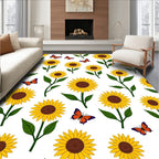 Cheerful Yellow Sunflower Butterfly Collage Rug