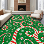 Whimsical Red White Swirl Candy Canes Rug