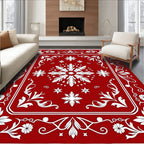 Crimson White Floral Medallion Mandala Rug