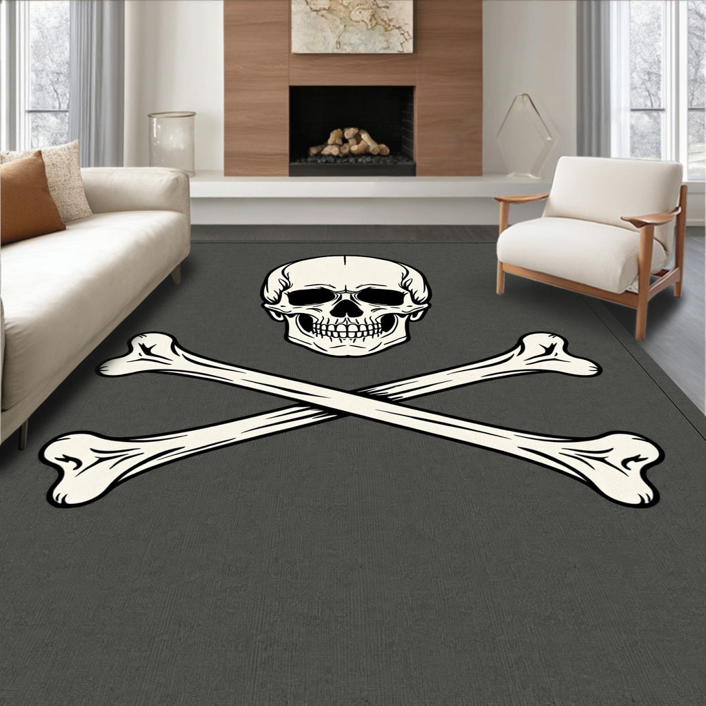 Classic Skull Bone Jolly Roger Rug