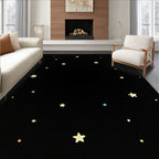 Whimsical Golden Starry Night Sky Rug