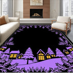 Purple Village Evergreen Border Rug