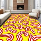 Bold Red Swirls Yellow Rug