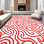 Crimson Swirl Labyrinth Ribbon Rug