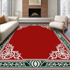 Grand Red White Green Ornate Border Rug