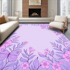 Lavender Floral Butterfly Garden Art Rug