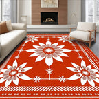 Rustic Red Floral Garden Art Rug