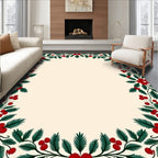 Crimson Berry Evergreen Garland Border Rug
