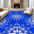 Bold Blue White Starburst Mandala Rug