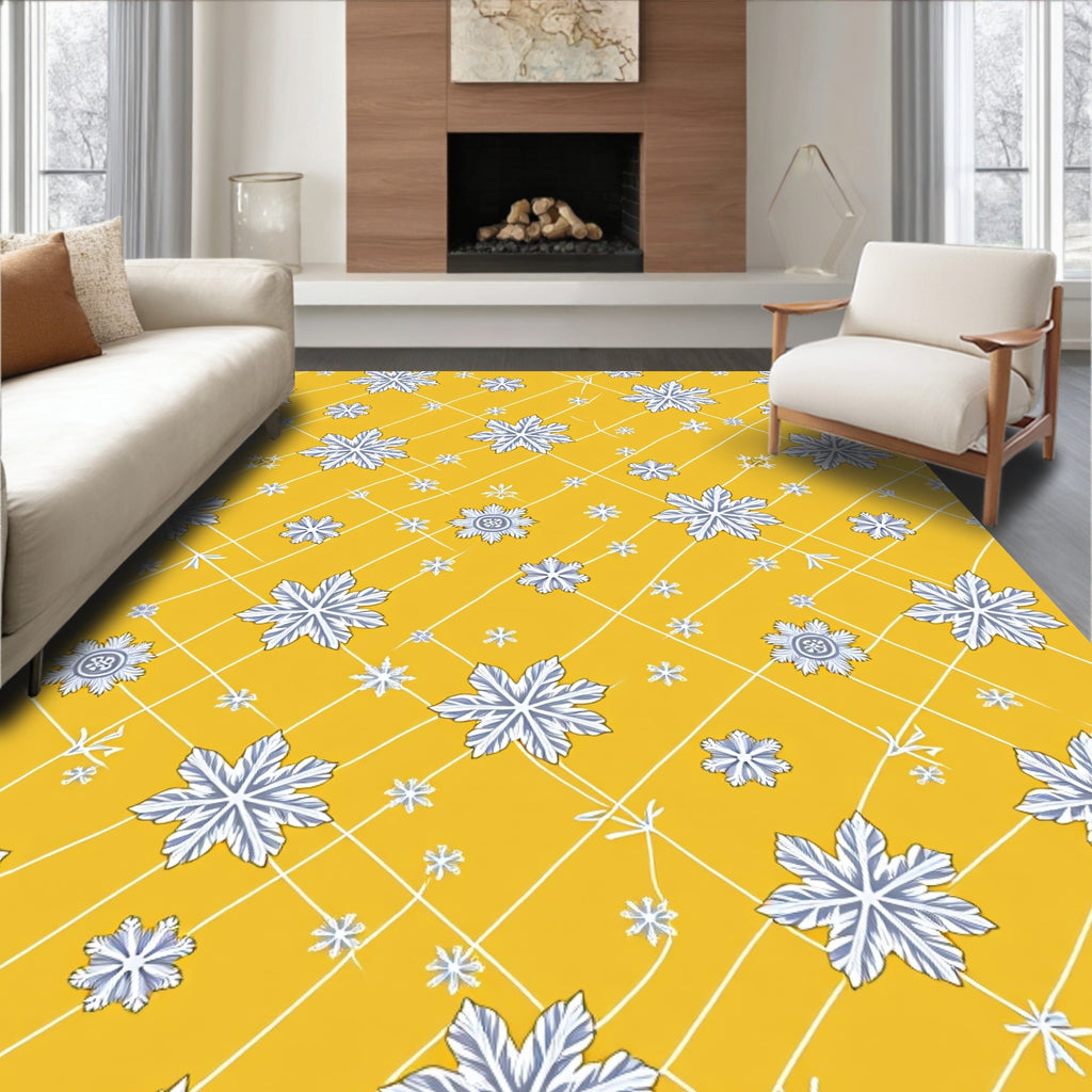 Golden Yellow Snowflake Garden Rug