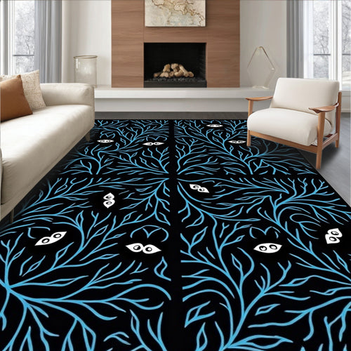 Black Cyan Branch Eyes Rug