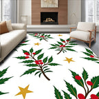 Golden Stars and Red Berry Foliage Rug