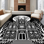 Spooky Haunted Mansion Full Moon Trees Rug