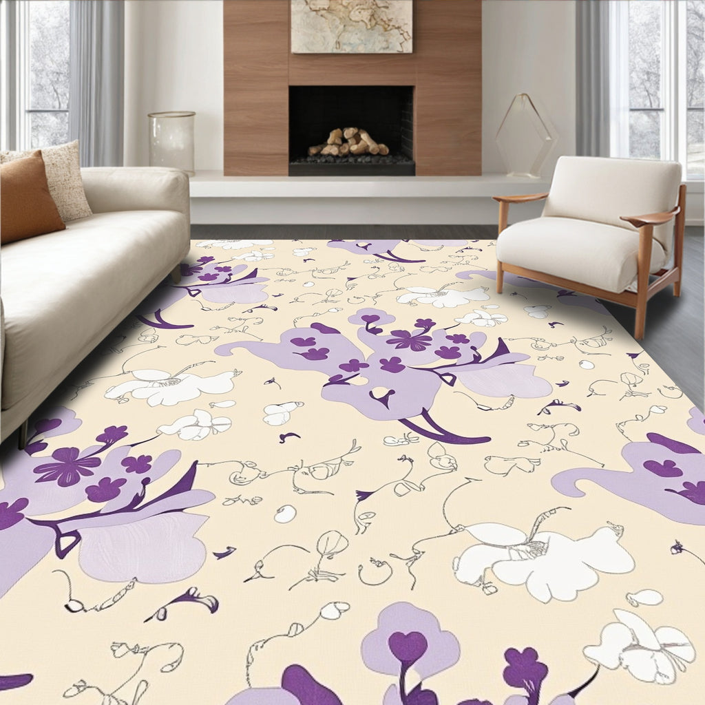 Lavender Floral Abstract Branch Rug