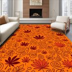 Burnt Orange Leafy Swirl Arrangement Rug