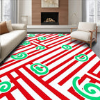 Red White Swirl Organic Stripe Rug