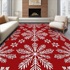 Elegant Red Snowflake Collage Rug