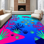 Vibrant Coral Reef Turtle School Rug