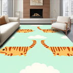 Orange Tabby Cats In Clouds Rug