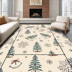 Cream Winter Pinecone Snowflake Bell Rug
