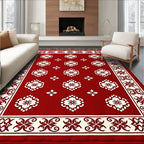 Crimson White Ornamental Medallion Border Rug