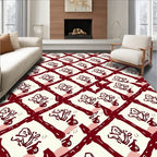 Crimson Lattice Folk Art Rug