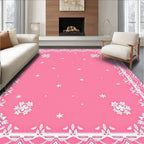 Pink Snowscape Floral Border Rug