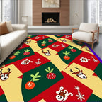 Festive Christmas Animals Geometric Overlay Rug