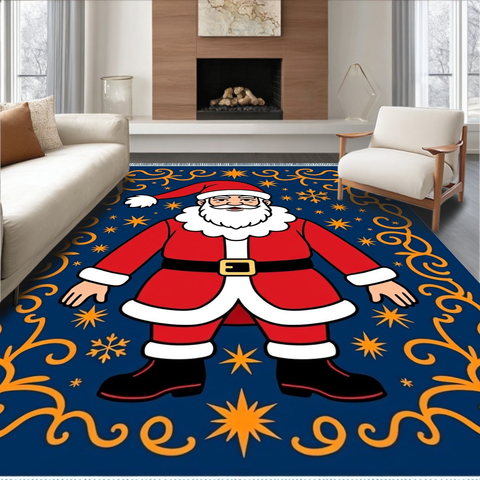 Festive Santa Claus Starry Night Rug