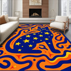 Cosmic Blue Starry Cat Swirls Rug