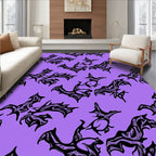 Gothic Bat Purple Abstract Rug