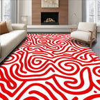Bold Red Abstract Swirl Organic Rug