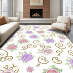 Pastel Roses Swirls Garden Rug