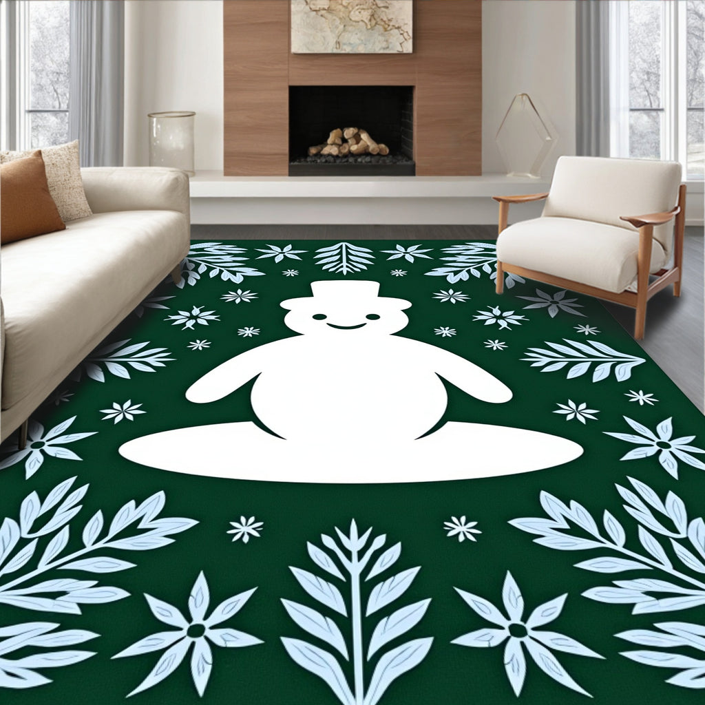 Festive Snowman Winter Garden Rug