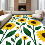 Bold Yellow Sunflower Botanical Arrangement Rug