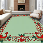 Festive Red Sleigh Holly Border Rug
