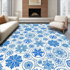 Blue Snowflake Medallion Collage Rug