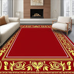 Gold Leaf Vine Scroll Border Rug