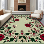 Deep Red Wild Rose Garden Accent Rug