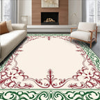 Crimson Green Classic Floral Border Rug