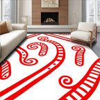 Crimson Swirl Candy Cane Holiday Rug