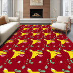 Yellow Cartoon Dog Floral Harmony Rug