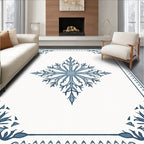 Blue Snowflake Medallion Border Rug