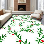 Green Twig Red Berry Scattered Rug