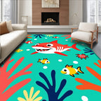 Playful Red Shark Undersea Friends Rug