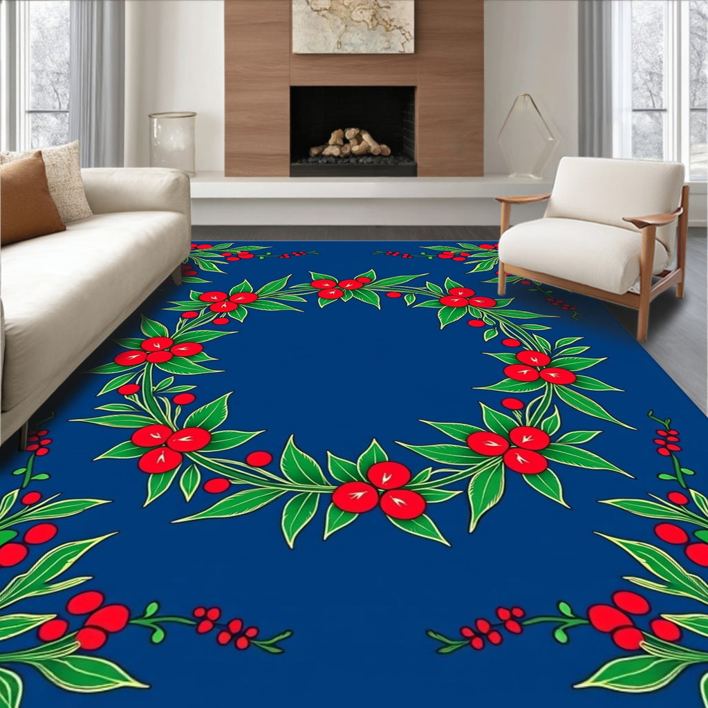 Crimson Berry Vine Border Rug