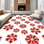 Crimson and Yellow Floral Scatter Rug