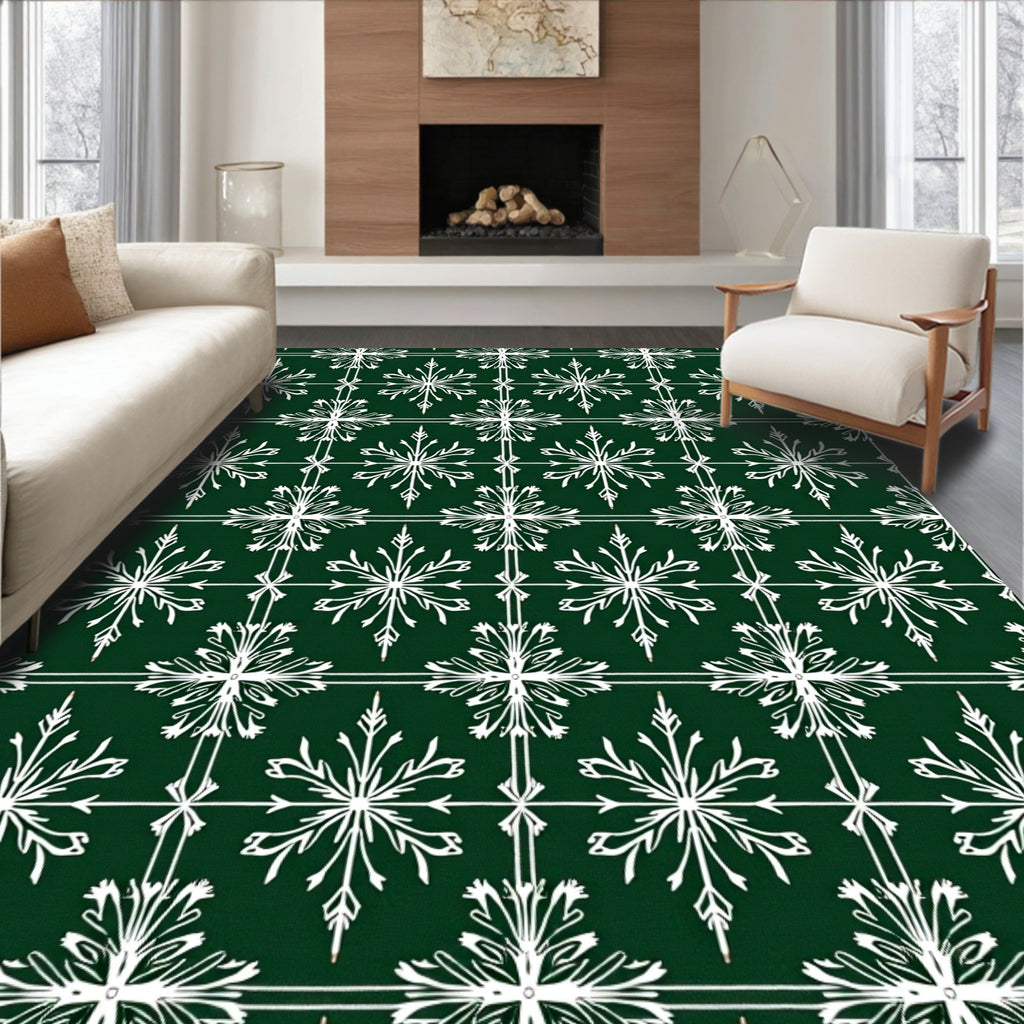 Emerald Green Snowflake Lattice Rug