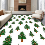 Evergreen Christmas Trees Scattered Background Rug